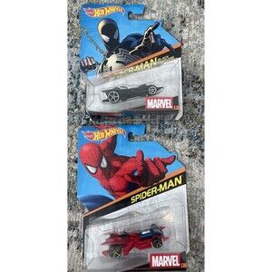 Hot Wheels Marvel Spider-Man Black Costume NEW On Card Lot Of 2 Cars